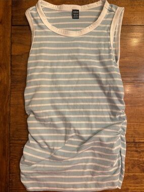 SHEIN Blue & White Striped Ribbed Sleeveless Tank